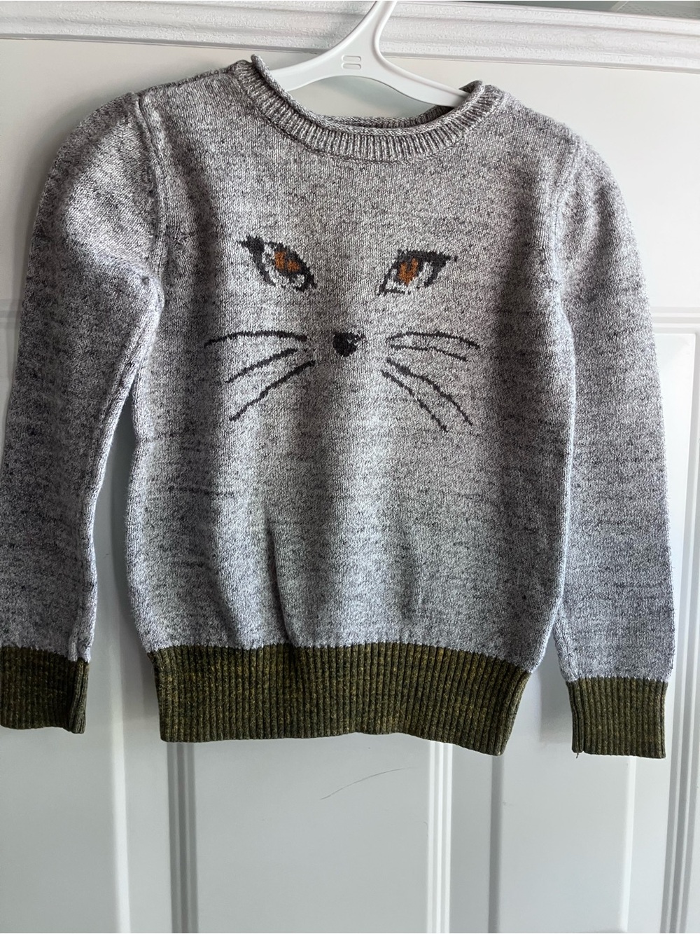 Gap kids grey green cat sweater 4T 5T